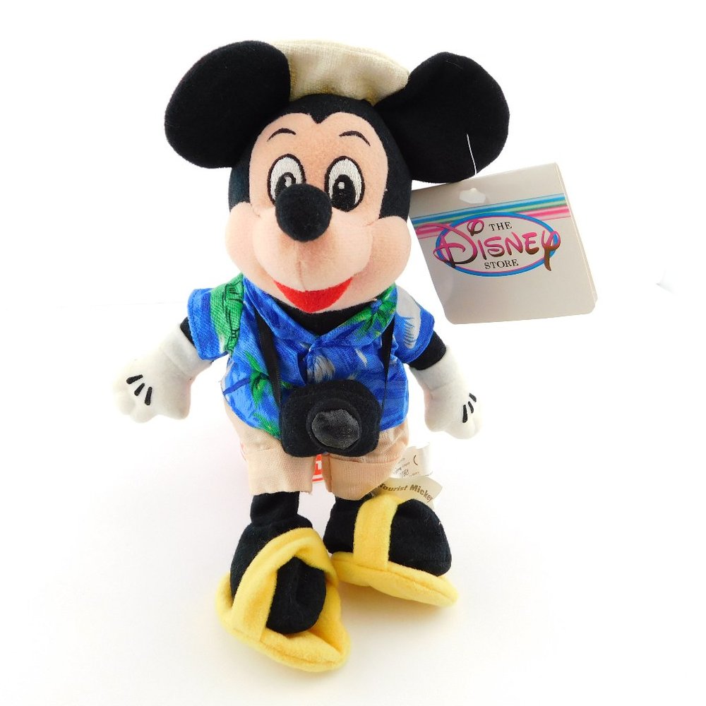 NWT 1999 MICKEY MOUSE Tourist Limited Release Disney Store Bean Bag Plush